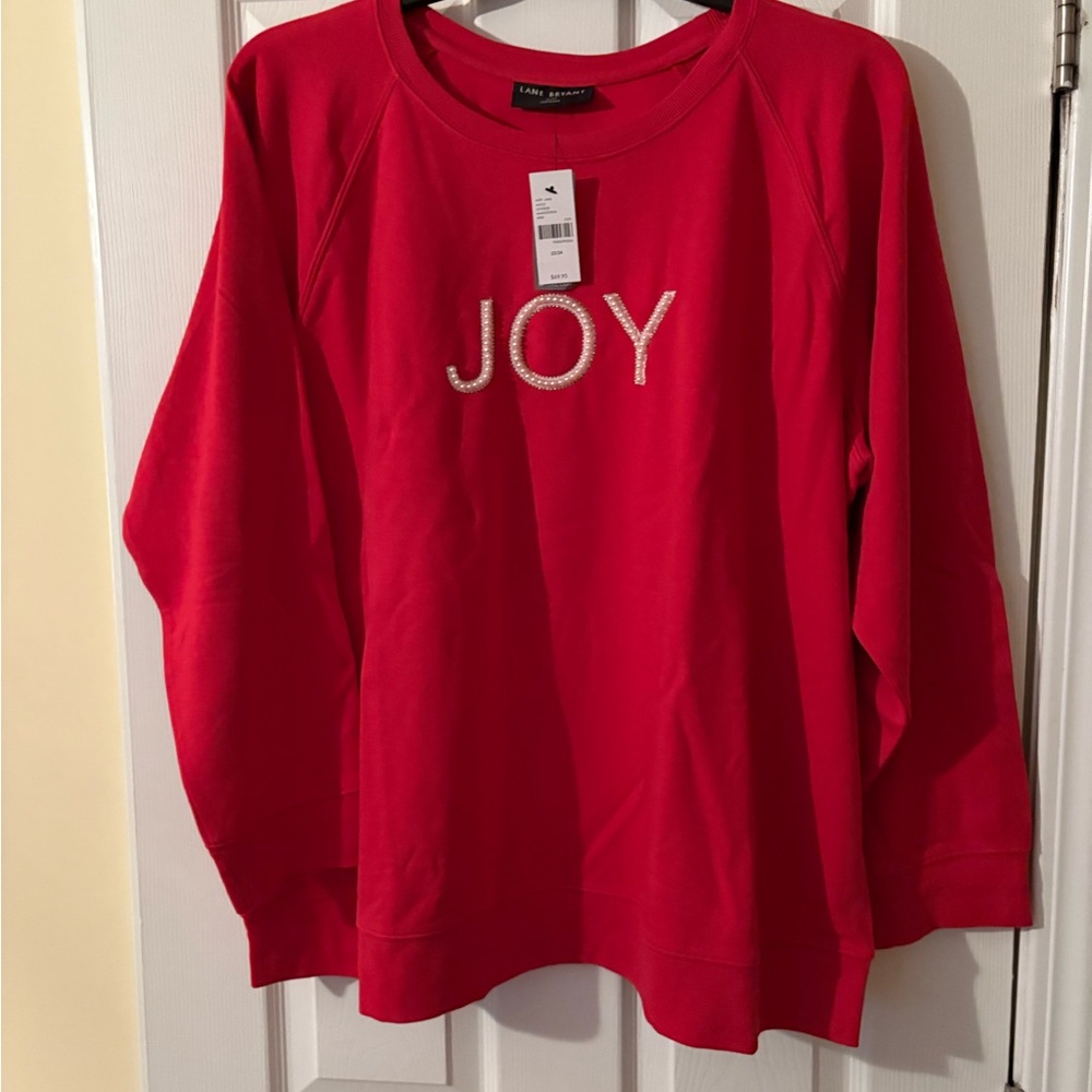 Lane Bryant Red JOY Embellished Sweatshirt